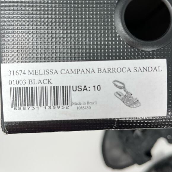 Melissa + Campana Barroca Black Gladiator Jelly Sandals Womens Size US 10 NEW - Picture 10 of 10